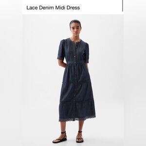 NWT GAP lace denim midi dress, small